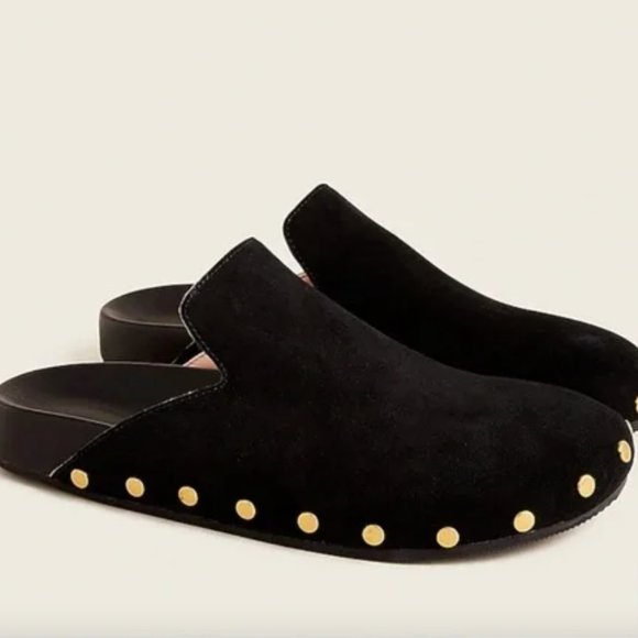 J Crew Pacific Studded Clogs in Black Suede Sz 6.5 - Picture 1 of 3